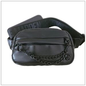 Steve Madden Black Belt Bag with Chain Detail